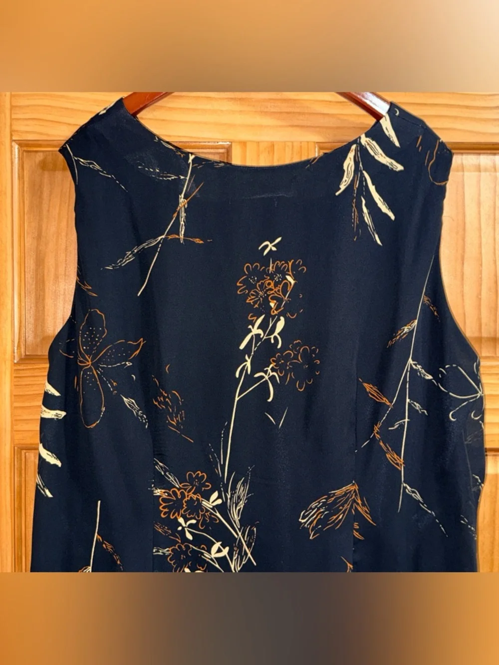 Vtg Studio C Plus Black Midi Dress with Gold Floral Accents - Picture 8 of 11